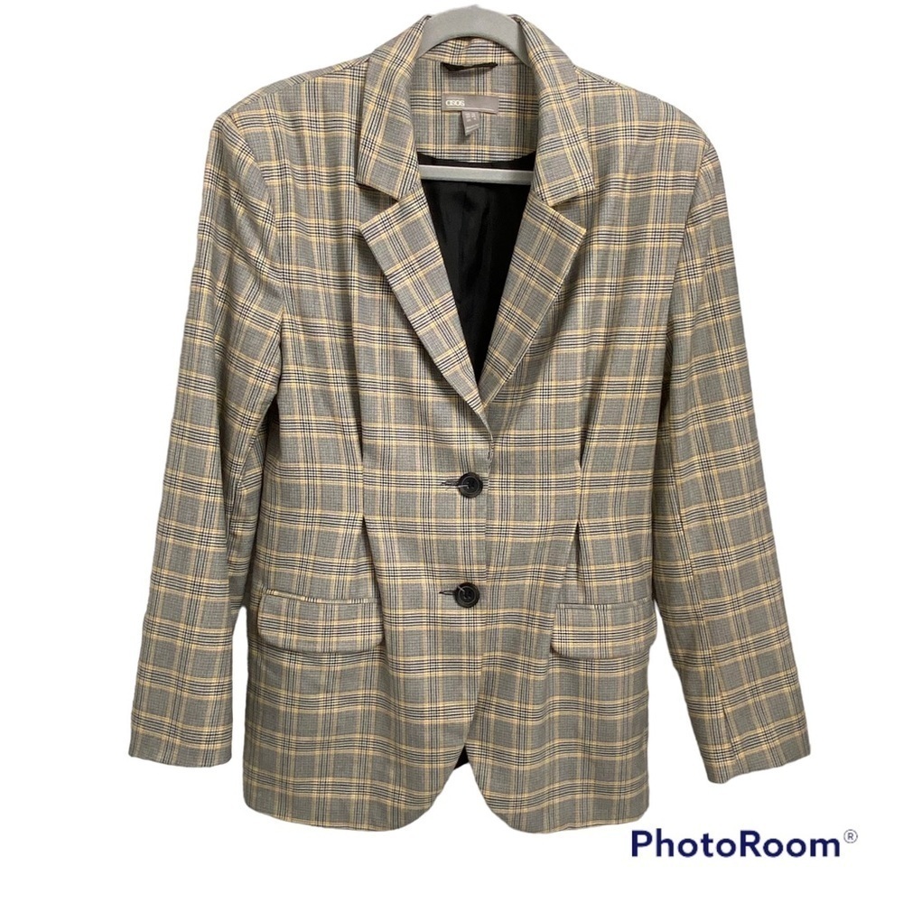 ASOS / Yellow, Black & White Hounds Tooth Print Blazer Size US 8